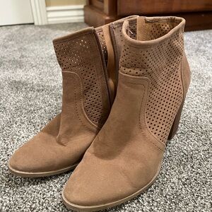 Brown Perforated Ankle Boots